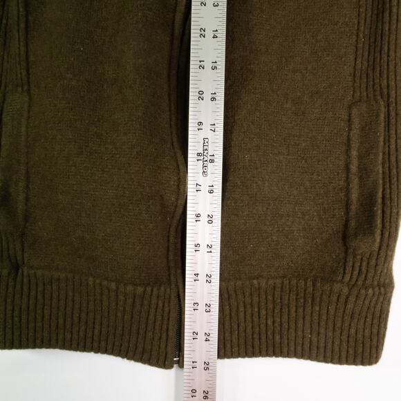 Massif Green Sweater Cardigan Full Zip Up Wool Men's Size S/34 - Picture 11 of 13